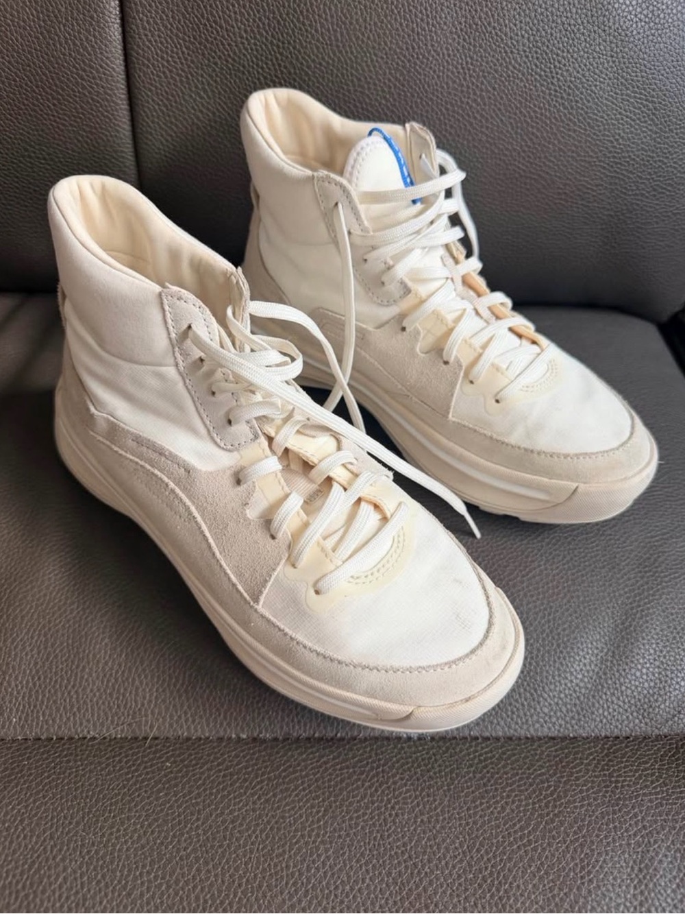 Sorel High-Top Canvas & Suede Sneakers in Off-White